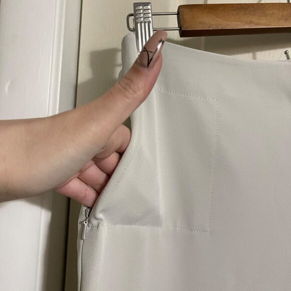 Armani Exchange Womens Cream Zipper Pockets High Rise Straight Trouser Pants 4 - Picture 3 of 7